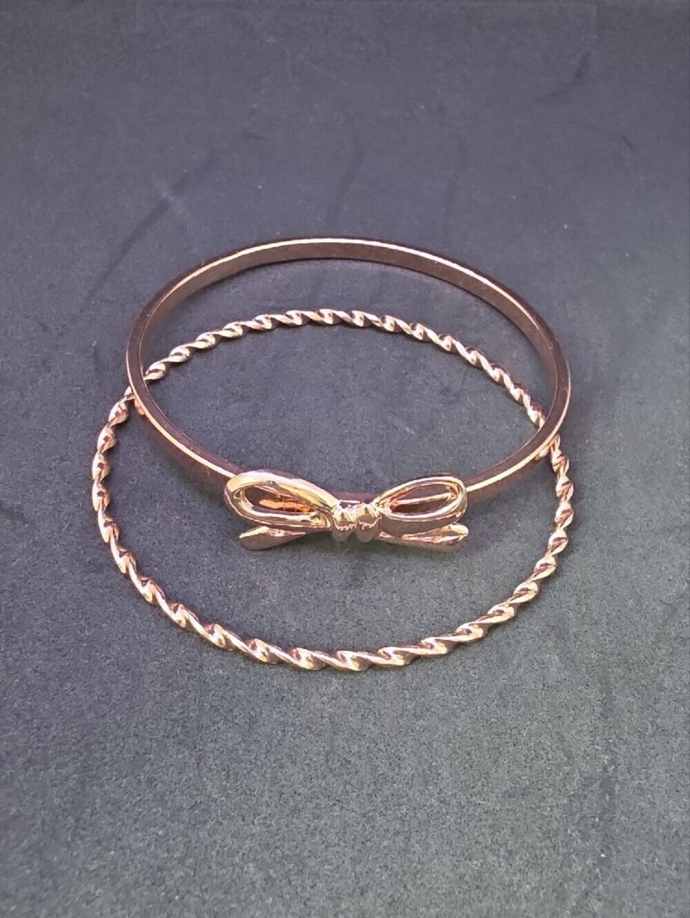 Gold Rose Bow Stackable Bracelet Set - Picture 3 of 4